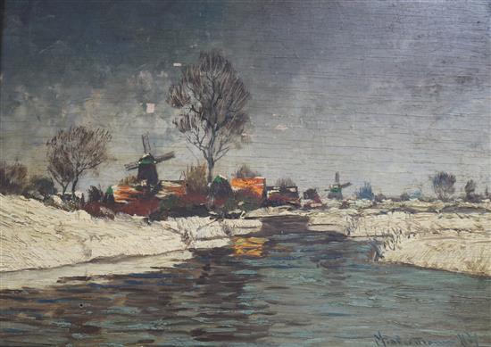 Heinz Mindermann (1872-1959) Winter landscape 25 x 35cm